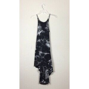 Ginger G Tie Dye Hi-Low Tank Dress Womens Small Black White Sleeveless Stretch